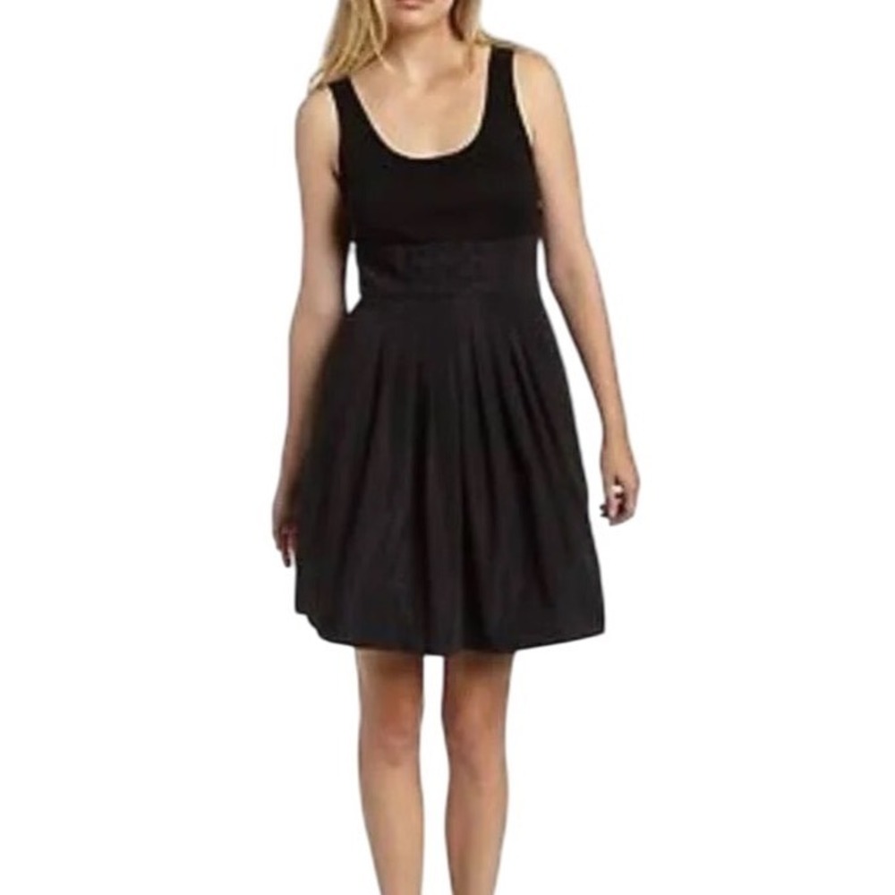 BCBG‎ MAXAZRIA Modal Jersey Bodice Taffeta Skirt Fit & Flare Black Size 0